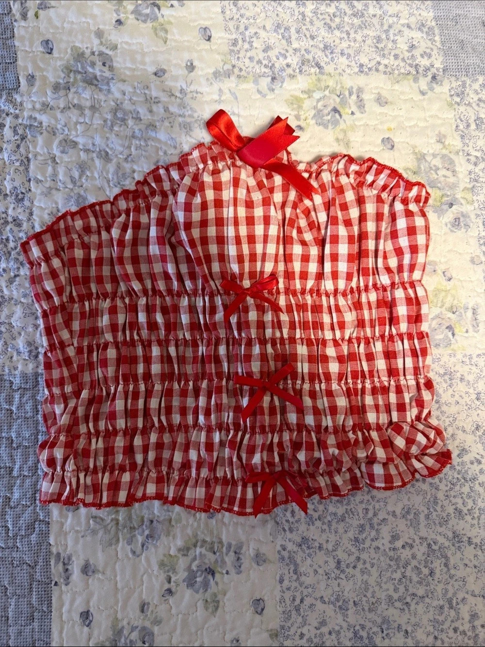 Beginning Boutique Boston Red Gingham Strapless Top